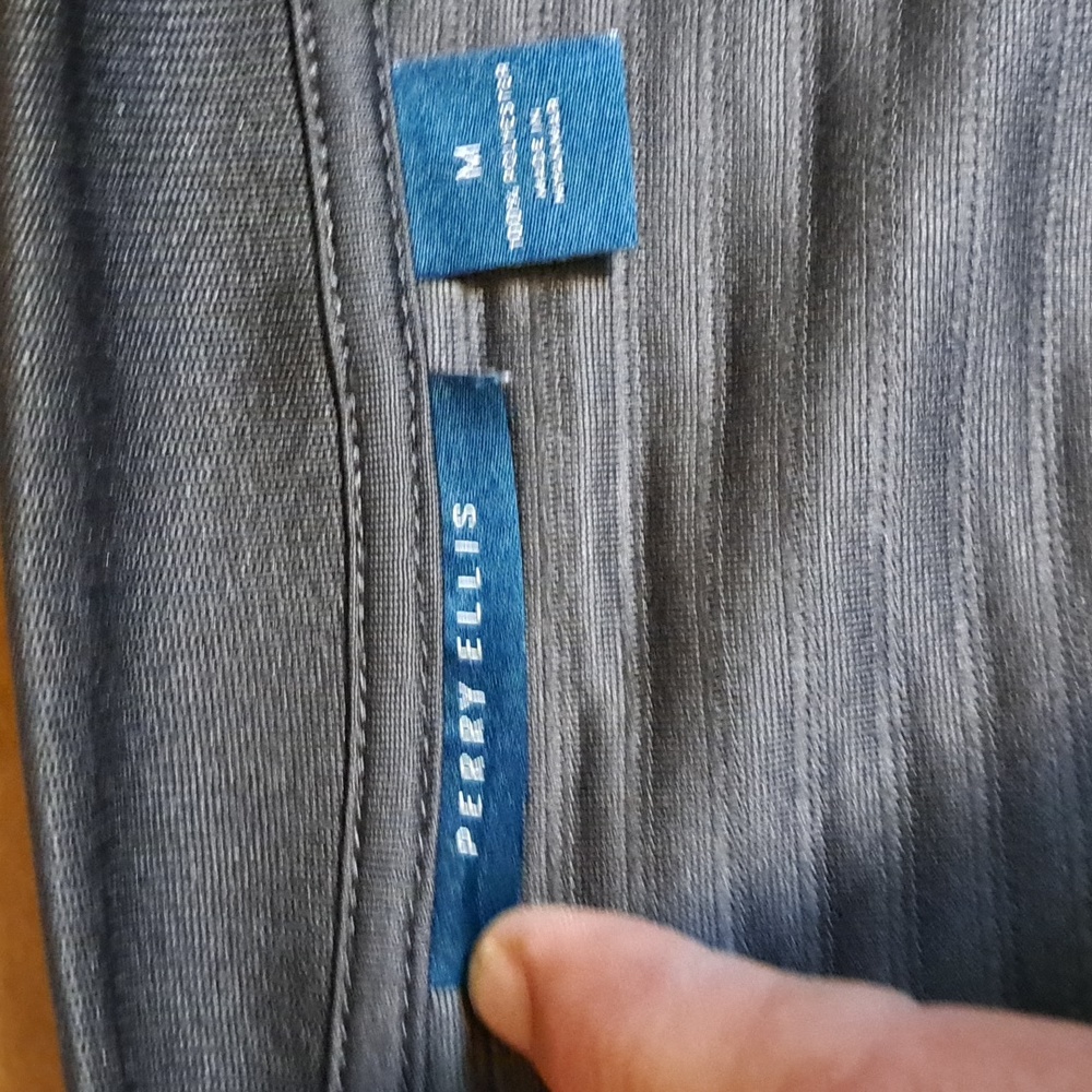 Perry Ellis Ribbed Grey Zipper Jacket size medium - Picture 3 of 3